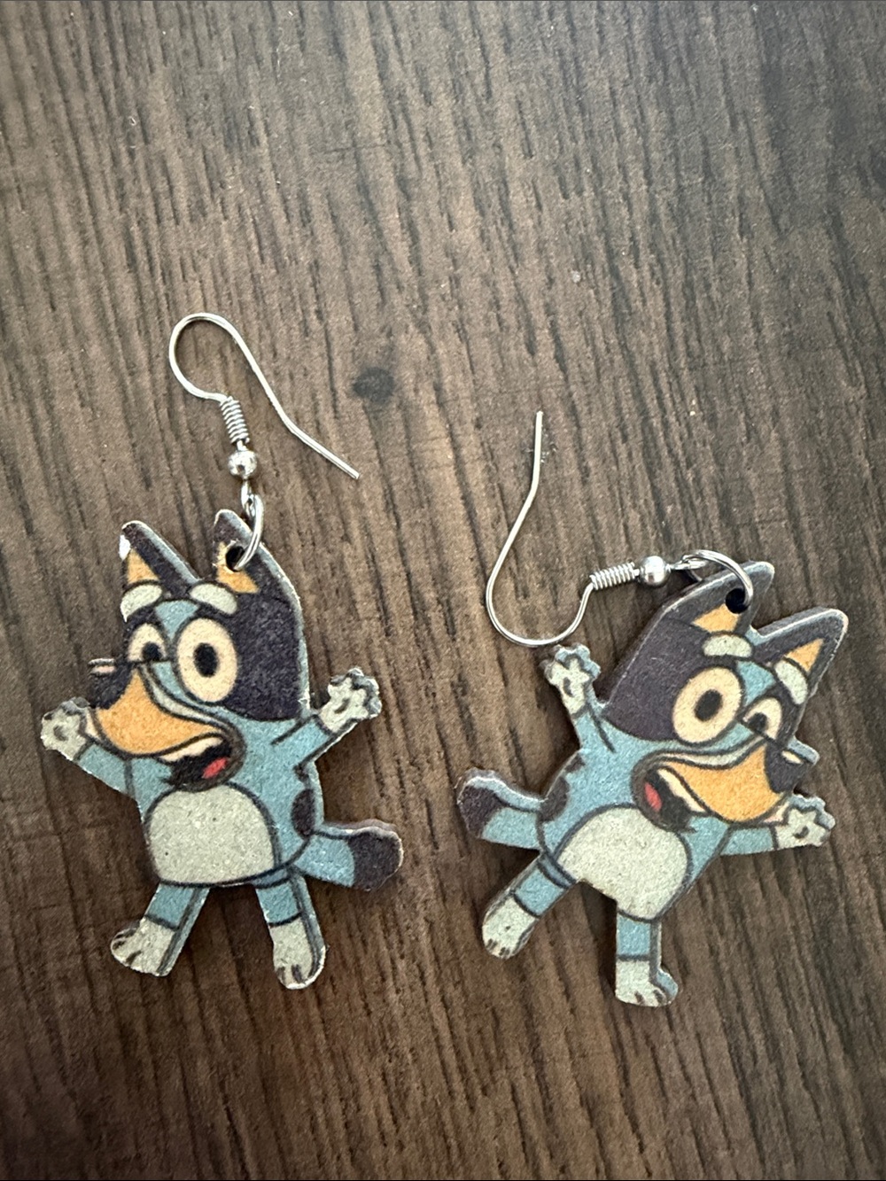 Bluey Character Dangle Earrings - Cartoon Blue & Yellow